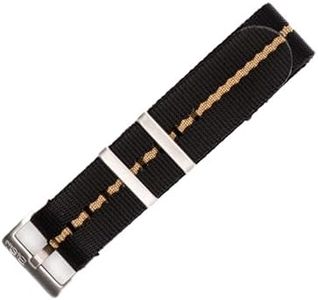 BluShark AlphaShark Premium Nylon Watch Strap - Durable, Waterproof Replacement Watch Band for Men and Women | Stainless Steel Buckle | Ballistic, Military | Black&Tan, 22mm