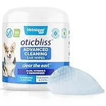 Oticbliss Advanced Cleaning Ear Care Flush and Wipes for Dogs & Cats for Odor Control, Dirt and Wax Removal, with Aloe Vera, Drying Agent & Vitamin E - Clear the Ear (Ear Wipes, Small Wipes)