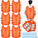 Hicarer 6 Pcs Cooling Vests with 72 Pcs Cooler Bags, Summer Cool Vest Heat Relief for Hot Weather Working Cycling Gardening, Orange, One size