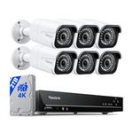 Reolink 4K PoE CCTV Security Camera Systems with Person/Vehicle Detection, 8CH NVR with 2TB HDD, 6pcs 8MP Outdoor PoE IP Cameras, 24/7 Recording, Night Vision, Home Surveillance Kits, RLK8-800B6