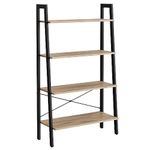 VASAGLE Ladder Shelf, 4-Tier Bookshelf, Bookcase, for Living Room, Bedroom, Kitchen, Home Office, Industrial Style, Steel Frame, Camel Brown and Black LLS144B50