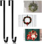 PECULA 2 Pack 14” Wreath Hangers for Front Door, Wreath Door Hanger 40lb Load-Bearing, Metal Wreath Hanger for Welcome Sign, Door Wreath Hanger for Christmas Halloween Easter Decoration (Black)