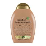 OGX Ever Straightening + Brazilian Keratin Therapy Hair-Smoothing Conditioner With Coconut Oil, Cocoa Butter & Avocado Oil, Paraben-Free, Sulfate-Free Surfactants, 385 Millilitre