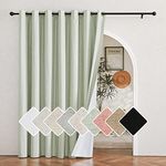 NICETOWN Sage Green Living Room Completely Shaded Linen Sliding Door Curtain, Privacy Protection & Noise Reducing Wall Curtain, White Lined Insulated Window Treatment Panel(1 Piece, W100 x L108)