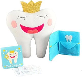 Tickle & Main 3-Piece Tooth Fairy Pillow for Boys & Girls Gifts Kit, Includes Pillow with Pocket, Dear Tooth Fairy Notepad & Keepsake Photo Pouch, Age 5-10 Years Old