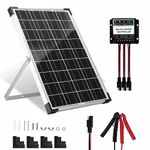 Solar Panel Kit 30 Watt 12V Waterproof Solar Battery Charger with 5A Charge Controller and Adjustable Mount Bracket, Portable Solar Trickle Battery Maintainer for Car, RV, Boat, Roof, Camping (30)