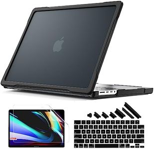 Batianda Ultimate Protection Case for M3 MacBook Pro 14 2021 2023 Model A2442/A2779 Matte Carbon Fiber Edges Shockproof Anti-Scratch and Anti-Fingerprint with Keyboard Cover and Screen Protector,Black