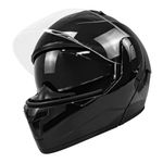 TTMiku Gloss Black Modular Motorcycle Helmet Full Face, DOT Approved Integrated Flip Up Dual VisorMotocross Snowmobile ATV Dirt Bike Street Racing Motorbike Casco, Large