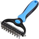 UPSCOOL Dematting Comb with 2 Sided Undercoat Rake for Cats & Dogs,Dematting Tool Gently Removes Loose Undercoat, Mats,Tangles and Knots,No More Nasty Shedding and Flying Hair (Blue)