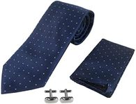 Warwick & Vance Tie, Pocket Square Handkerchief & Cufflinks Gift Set - Various (White Polka Dot)