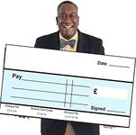 Blank Cheque Paper Presentation Charity Large 1m Wide x 50cm deep Cheque Check for Photoshoots Gloss Laminated so can be re Used with Write and Wipe Pen