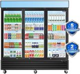 ORIKOOL 81" W Commercial Merchandiser Refrigerator, 3 Glass Door Display Refrigerator with 70 Cu.ft, 32℉~44℉, LED Top Panel, Fan Cooling, ETL & DOE Certified – Ideal for Restaurant, Bar, Shop