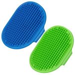 2 Pack Dog Grooming Brush, Premium Pet Bath Brush with Adjustable Ring Handle for Bathing - Massaging -Hair Removal - on Wet or Dry Hair , for Long Short Haired Dogs and Cats