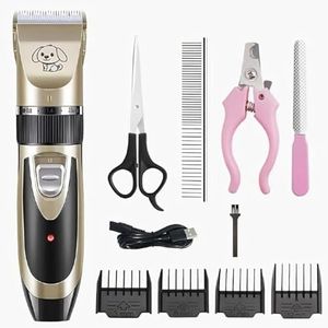 SETON Unisex Pet Clippers Set for Dogs and Cats, Low Noise Electric Trimmer with LED Light, Rechargeable and Stainless Steel Blades