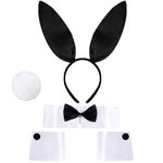 Goenb Women's Bunny Costume Set, Bunny Costume Women Bunny Costume Accessories Rabbit Ear Headband Collar Bow Tie Costume Cuffs Rabbit Tail for Halloween Birthday Cosplay Costume Easter Party