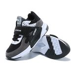 Kids Walking Sports Running Shoes Breathable Casual Boys Girls Trainers Lightweight Athletic Sneakers, Black, 7.5 UK Child