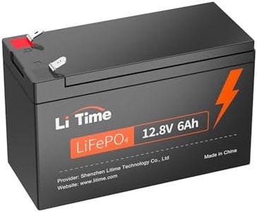 LiTime 12V 6Ah Rechargeable LiFePO4 Battery - 4000+ Cycles Lithium Battery with Built-in BMS for Security Camera, LED Light, Fish Finder, Camping