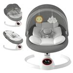 Electric Baby Swing Chair from Birth, Bluetooth Bouncer with 5 Swing Speed, 3-Stage Timer and Remote Control, Portable Baby Rocking Rocker Seat Touch Screen Music Speaker Grey