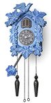 TIMEGEAR Cuckoo Clock with Night Mode, Hand Carved Decorations and Swinging Pendulum (Blue)