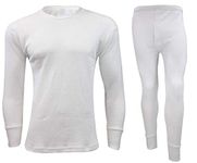 Orbiz Men’s Thermal Underwear Set - Full Long Sleeve Vest Top and Long Johns Bottoms Perfect Heat Micro Winter Underwear (Medium, White)