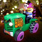 VIKIMORA 5.5Ft Long Halloween Inflatable Car Tractor Lights Decor Outdoor Indoor Holiday Decorations, Halloween Blow up Lighted Yard Decor, Giant Lawn Inflatable Home Garden Party Decoration