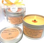 Cinnamon & Orange Scented Soy Wax Candle - Handmade - 36 Hours Burn Time 8 Oz 180 Grams Soy Candle Silver Brush Finish Tin. Cinnamon & Orange Scented Fragranced