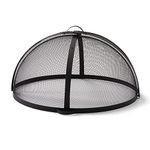 SUNCREAT Outdoor Fire Pit Spark Screen Cover Accessory, Patio Round Easy-Opening Fire Mesh Screen Guard, Heavy Duty Steel Fire Pit Ember Lid with Hinge, 40 Inch