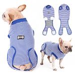 EMUST Dog Recovery Suit, After Surgery Wear for Dogs Male Female, Pet E-Collars Alternative Bandages, Professional Dog Onesie for Surgery for Abdominal Wounds, Weaning&Skin Diseases,Blue Strip/L