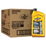 Pennzoil 550040856-6PK Ultra Platinum 0W-40 Full Synthetic Motor Oil - 1 Quart (Case of 6)