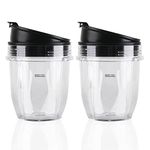 Veterger 2 Pack Replacement Parts Cup with Lid,Compatible with Ninja Blender Auto iQ BL480 BL482 BL642 NN102 BL682 BL450 BL2013 (2 12oz)