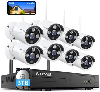 [5MP HD,Audio] SMONET WiFi Security Camera System,3TB Hard Drive,8CH Home Surveillance DVR Kits,8 Packs Outdoor Indoor IP Cameras Set,IP66 Waterproof,Free Phone APP,Night Vision,24/7 Video Recording