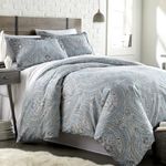 Southshore Fine Living, Inc. Oversized Comforter Bedding Set Down Alternative All-Season Warmth, Soft Cozy Paisley Bedspread 3-Piece with Two Matching Shams, Pure Melody Aqua, King / California King