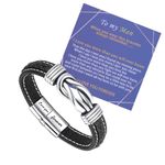 Sranich To My Man Bracelet,Stainless Steel Leather Bracelet for My Man, Christmas Gifts for Man