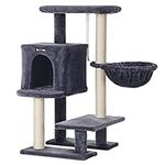 FEANDREA Cat Tree, Small Cat Condo 84 cm, Cat Tower, Smoky Grey PCT142G01