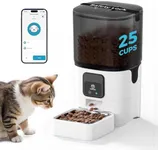 PAPIFEED Automatic Cat Feeders with APP Control, WiFi Enabled Smart Dry Food Dispenser with Alexa,Detachable Pet Feeder for Cleaning,Up to 30 Meals Per Day for Cats,Large Dogs,Multiple Pets(25 Cup/6L)