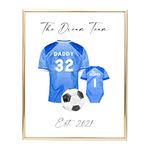 Dads Dream Team Picture Customised, UNFRAMED, Custom Daddys Dream Team Print, Personalised Football Shirt Print, Personalized Fathers Day Gifts from Baby Son, Dad Football Birthday Gifts from Toddler