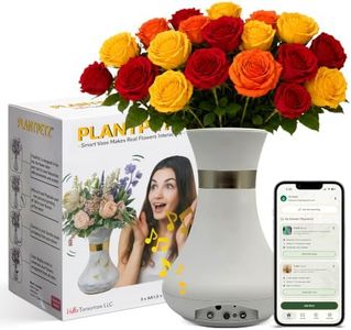 Plant Petz Animated Vase with Bluetooth Speaker - 8.5” Tall |Interactive Smart Flower Vase | Responds to Voice, Touch & Motion | Records Custom Messages | 2 inch Opening, Pure Ivory White