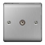 BG Nexus NBS Range Brushed Steel Switches & Sockets - Full Range of Matching Items (TV Aerial Coaxial Socket)