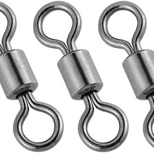 Dr.Fish Barrel Swivels Fishing Swivels, Saltwater Swivels Fishing Tackles Stainless Steel Micro Swivel Rolling Fishing Swivels Freshwater 30Lb to1500 Lb (#12(20LB)-50pk)