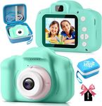 CADDLE & TOES Kids Camera with Camera Case for Kids Aged 4-12 Yrs,1080P HD Toddler Digital Video Camera,Children's for Boys/Girls,Perfect Christmas/Birthday Gifts (Green Camera with Case+SDCard)