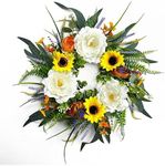 20 Inch Fall Eucalyptus Wreaths for Front Door, Sunflower Peony Door Wreaths for Outside Inside Porch Decor, Spring Summer All Years Floral Wreath Wall Door Home Farmhouse Decoration