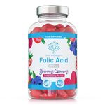 Folic Acid Gummies - 400μg, 120 Natural Berry Flavoured & Vegan Gummies - High Strength Vitamin B9 Folic Acid Pregnancy Support Prenatal Vitamin - No Artificial Sweeteners or Flavours – UK Made