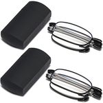 Fsread Folding Reading Glasses Compact Small Portable Blue Light Blocking Reader Spring Hinge Black 2 Pair +2.0