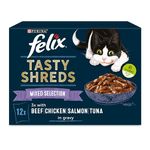 Felix Tasty Shreds Mixed Selection in Gravy Cat Food 12x80g, Pack of 4