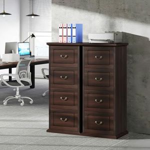 Tribesigns 4-Drawer File Filing Cabinet Set of 2, Vertical File Cabinet Hofice Wood Filing Cabinet for A4 /Letter Size Narrow Tall File Storage for Honhe Office, Walnut