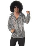 California Costumes Men's Groovy Disco Shirt Costume, Silver, Large