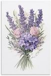 AEMYSKA Beautiful Lavender Bouquet Canvas Wall Art Prints Watercolor Flowers Botanical Painting Art Poster Framed Artwork for Home Bedroom Living Room Office Wall Decor