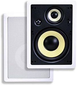 Monoprice 3-Way Fiber In-Wall Speakers - 8 Inch (Pair) With Removable And Paintable Grille - Caliber Series