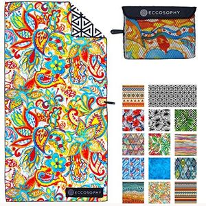 ECCOSOPHY Microfiber Beach Towel -Sand Free Towels are Quick Dry, Light Weight, Super Absorbent-Perfect Pool, Travel, Cruise, Camping Essentials - Oversized Extra Large for Adults (Ibiza)