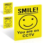 3 pcs Smile You Are On CCTV Sign - Portrait - 150mm x 100mm - Outdoor Vinyl Sticker with Self-Adhesive Backing